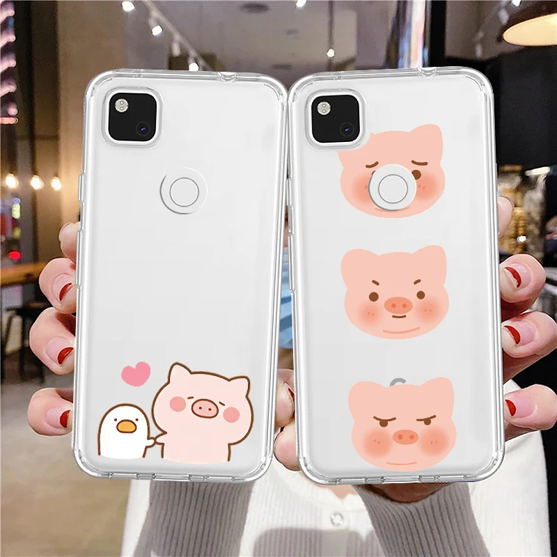

Cartoon Cute Pig Case for Google Pixel 7 7Pro 6a 6 6Pro 5 5a 5G 4XL 4 4a Transparent Soft TPU Fundas for Google 2 2XL 3 3a XL