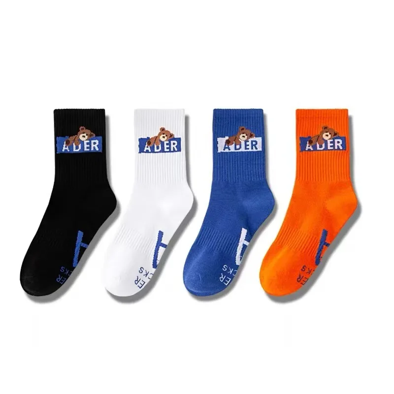 Носки Chao в Корейском стиле бренда Ader с мультяшным медведем уличные спортивные