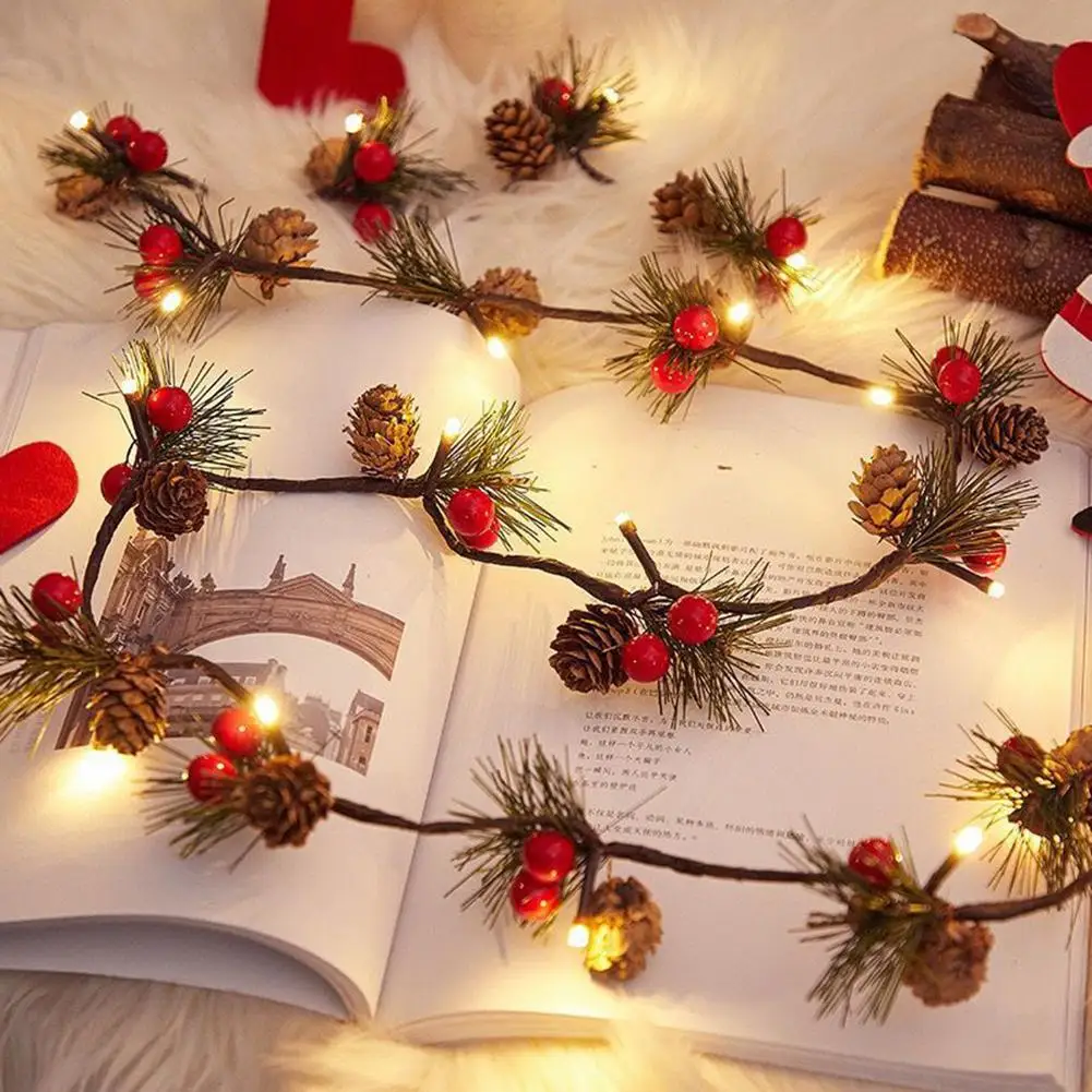 

Christmas Led String Lights Pinecone Red Berries Garland Lamp For Xmas Party Bedroom Tree Table Christmas Decoration Home Decor