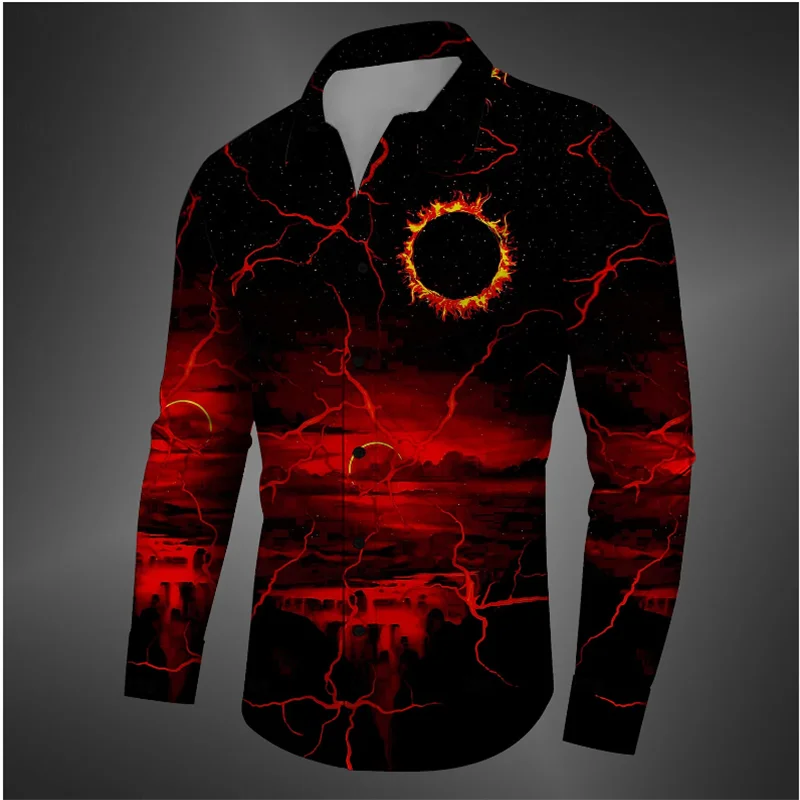 Мужская рубашка с длинным рукавом темно-синяя Повседневная отложным воротником