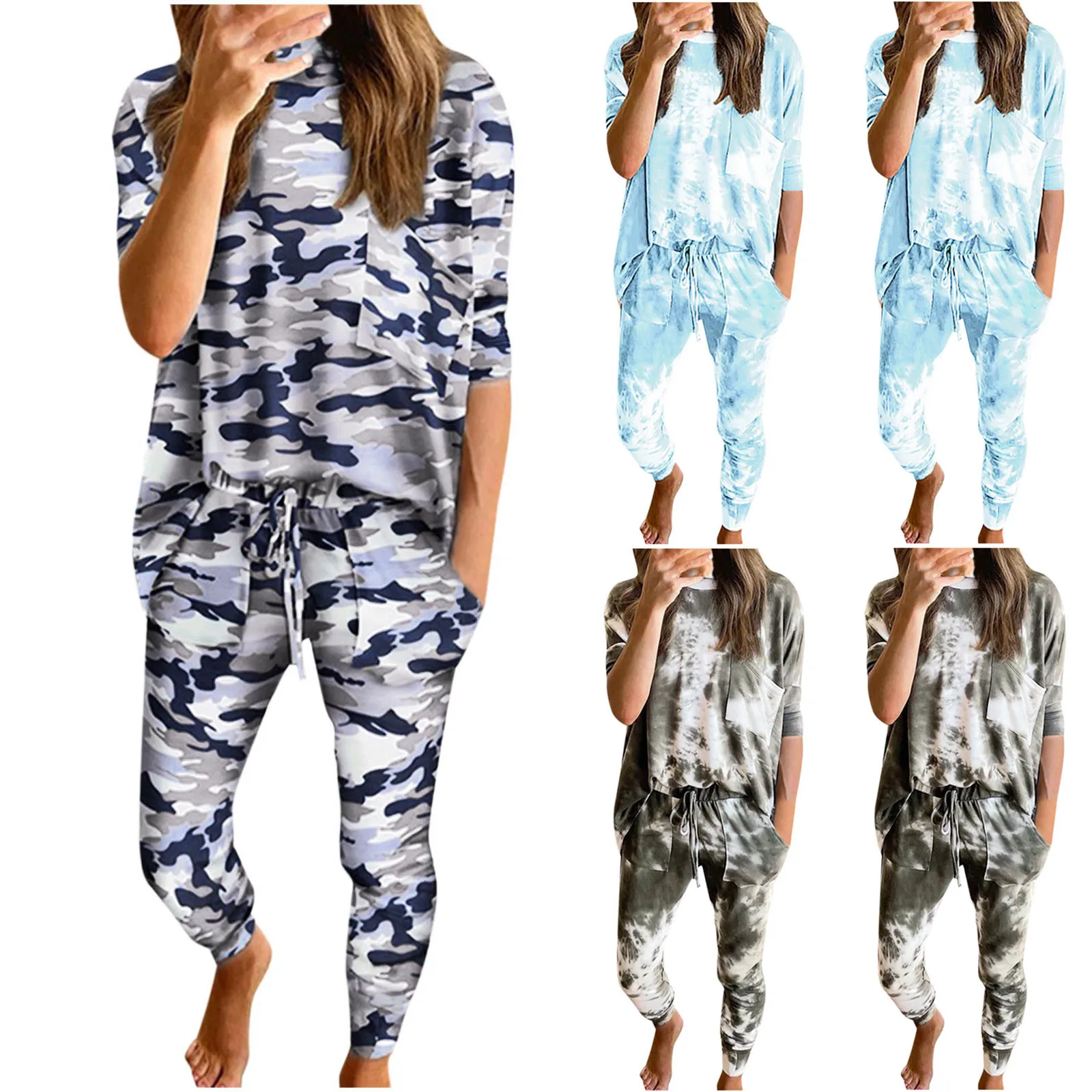 

Женский Спортивный Костюм, Модные свободные брюки с длинным рукавом и принтом, повседневный Костюм из двух предметов, Женский комплект, 2 шт.