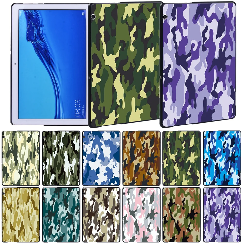 

For Huawei MediaPad M5 Lite 10.1"/M5 10.8"/T5 10 10.1"/ T3 10 9.6"/M5 Lite 8/T3 8.0" Anti-fall Camouflage Pattern Hard Back Case