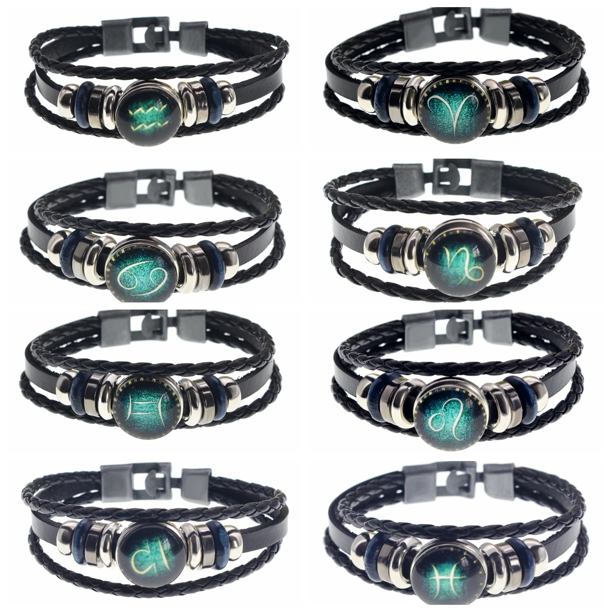 Virgo/Sagittarius/Aquarius/Scorpio/Libra/Capricorn 12 Constellation Bracelets Men Women Braided Leather Bracelet & Bangles
