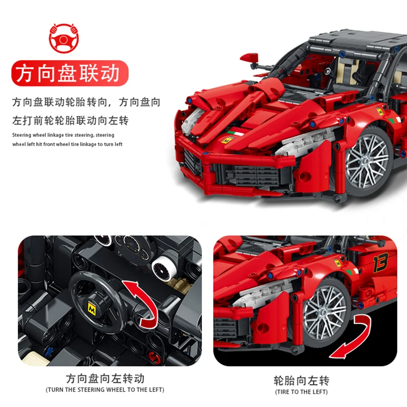 MORK Original Ferrari Building Blocks Super Sports Racing Car Compatible with Lego High-Tech Bricks Model Toy for Kids Boys Gift |