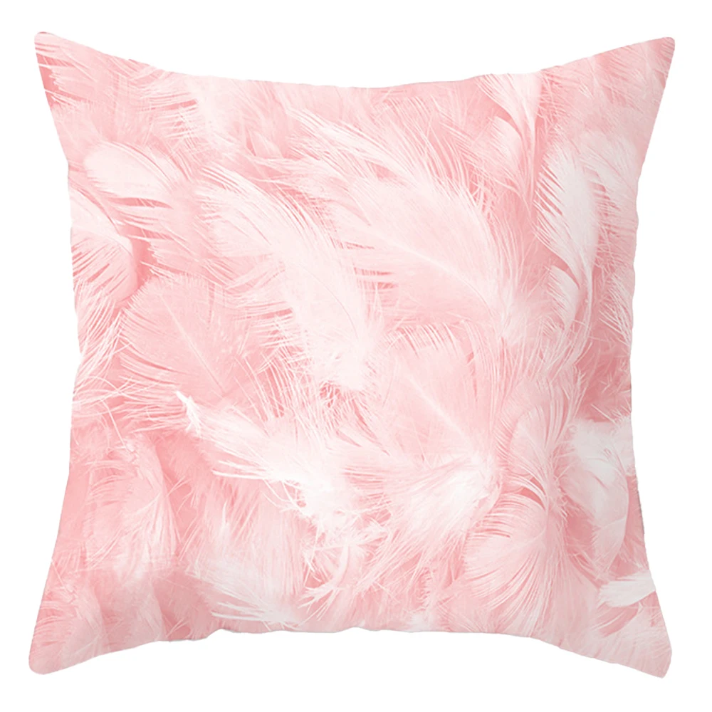 45x45cm Luxury Pink Feather Print Pillowcase Geometric Marble Pillow Case Cushion Cover Pillowcases Covers Decorative |