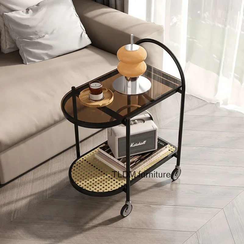 Стеклянная тележка полка для передвижных островов современный коридор