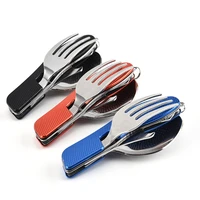tableware tools outdoor camping portable fork knife stainless steel 3 in1 multi function folding spoonfork knife travel set