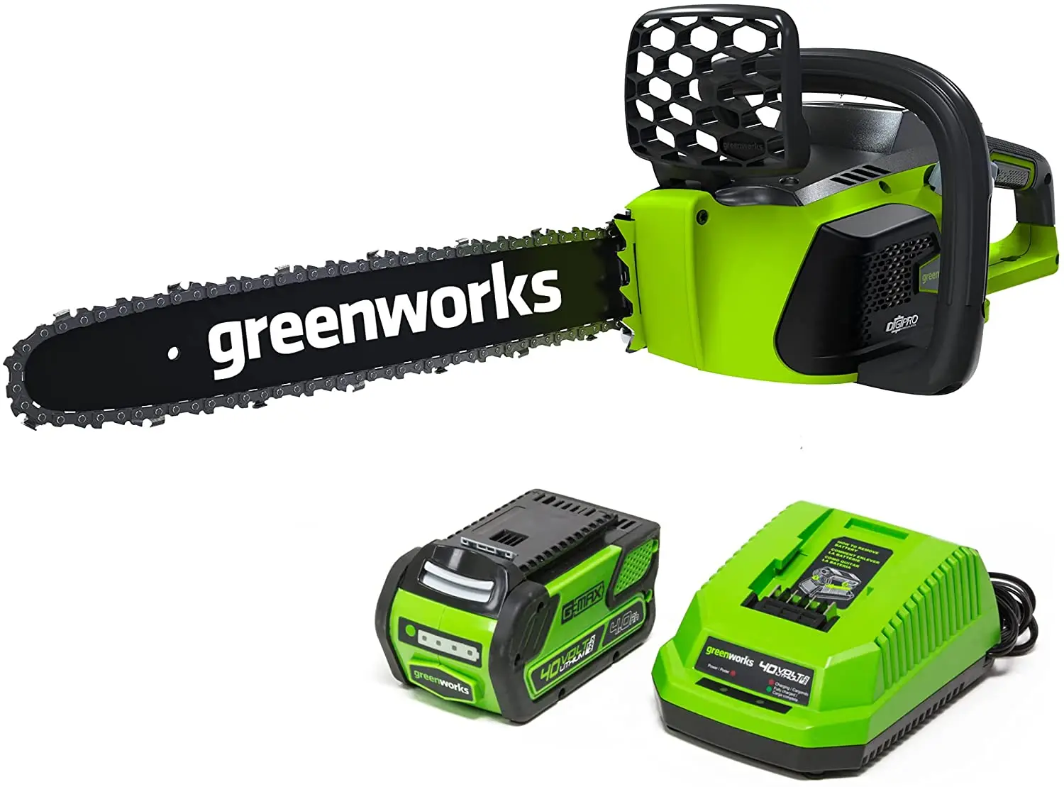

Greenworks 40V 16" Brushless Cordless Chainsaw, 4.0Ah Battery and Charger Included Metal wall plate