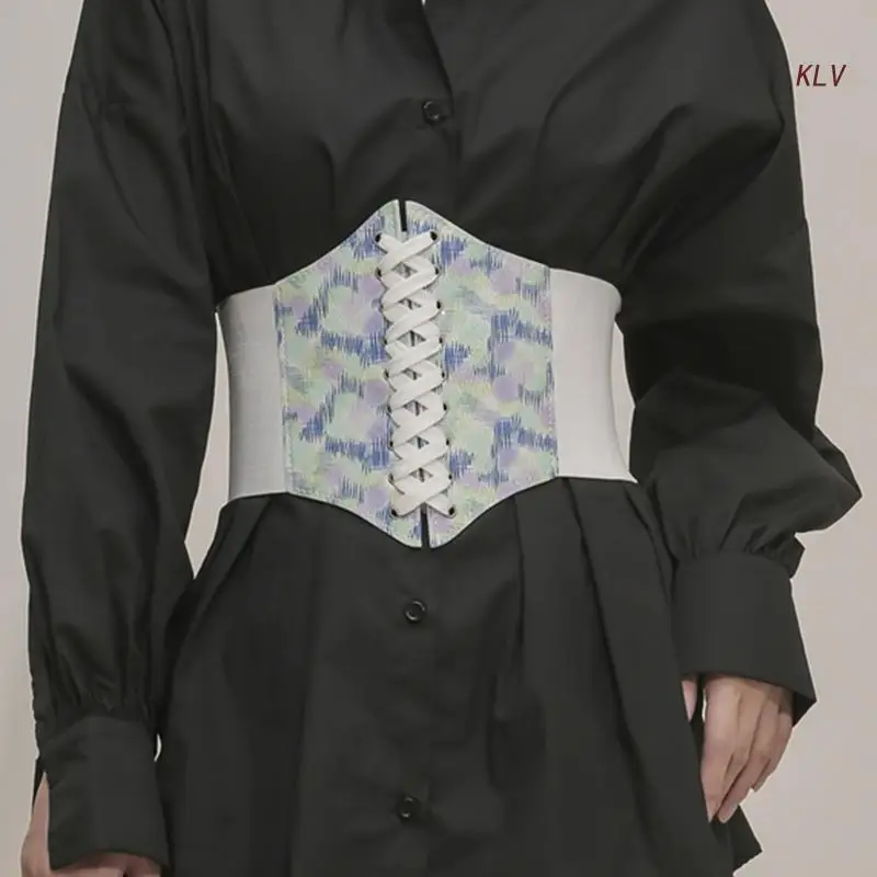 

Женский Готический корсет с принтом, широкий пояс из искусственной кожи, модный пояс для похудения, эластичные Корсеты 6XDA