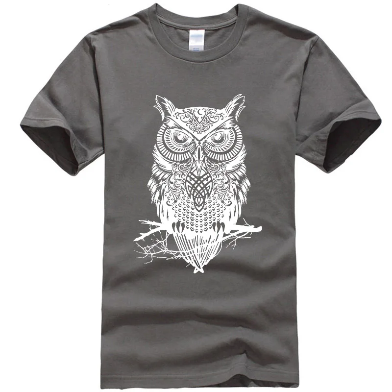 XINYI Men's T-shirt 100% cotton casual t-shirt owl Print summer loose o-neck funny t shirt for men short sleeve t-shirt male top