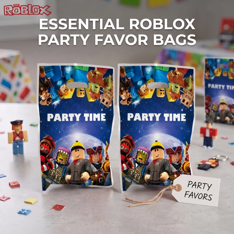 Фото Набор из 20 подарочных пакетов Roblox для дня рождения, оптовые экологичные пластиковые пакеты для конфет, тематические пакеты для праздников в стиле аниме №1