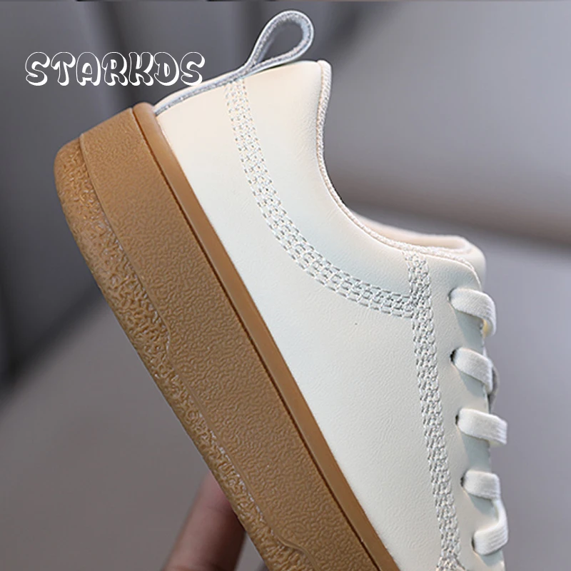 Kids Leather Shoes 2022 New Children White Low Sneakers Junior Boy Girl Sport Footwear Thick Sole School Tennis Zapatos De Mujer enlarge