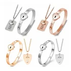 Браслеты для влюбленных из нержавеющей стали с замком в форме сердца, браслеты с подвеской в виде ключа, ожерелье, парные аксессуары