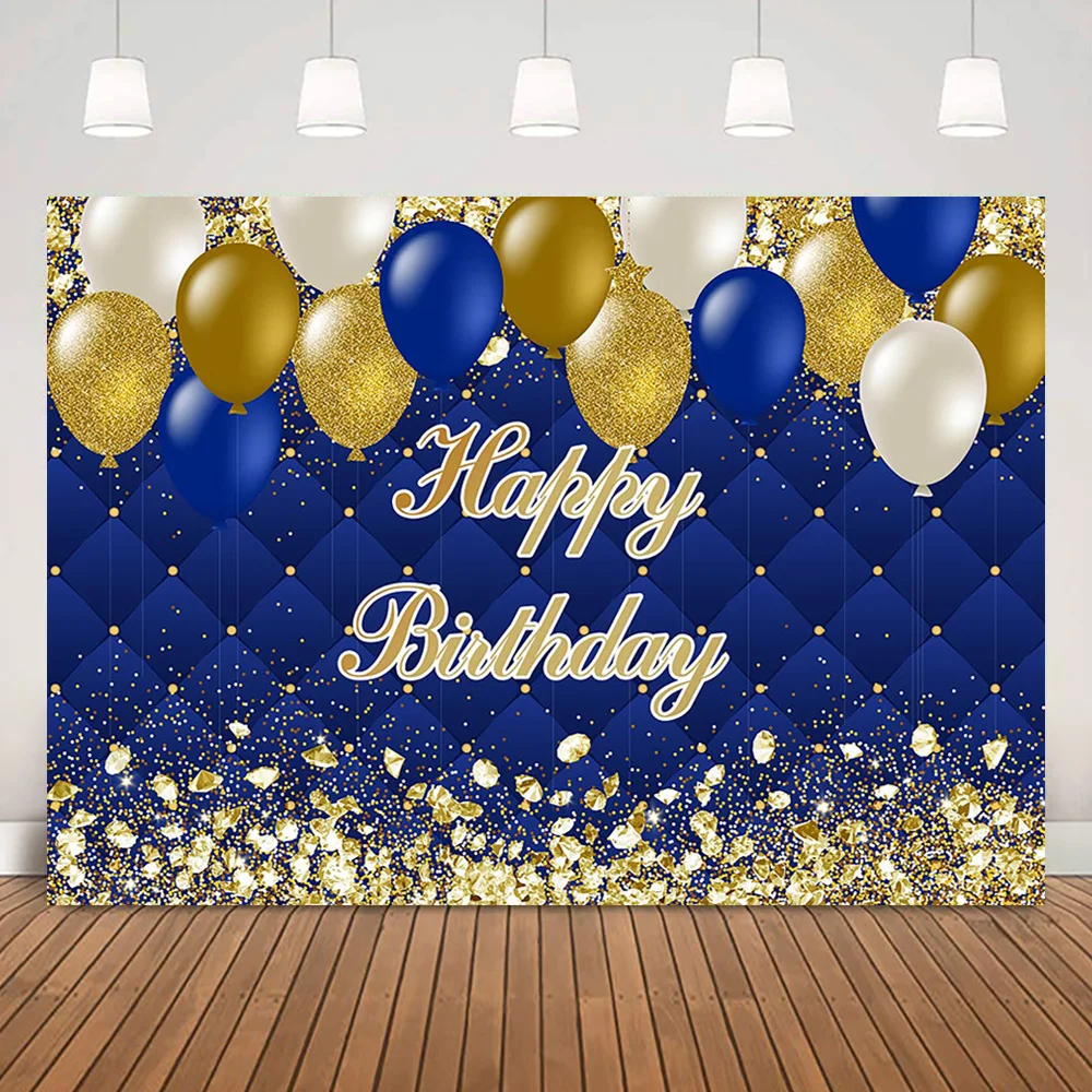 

Фон для фотосъемки с изображением детских темно-синих шаров на день рождения