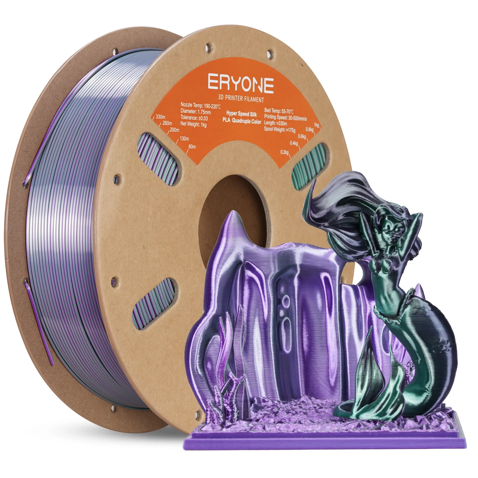 Фото ERYONE HS Silk Quadruple Color PLA Filament 3D-принтер 1,75 мм +/- 0,03 мм, гиперскоростная коэкструзионная нить PLA Shiny 1 кг №3