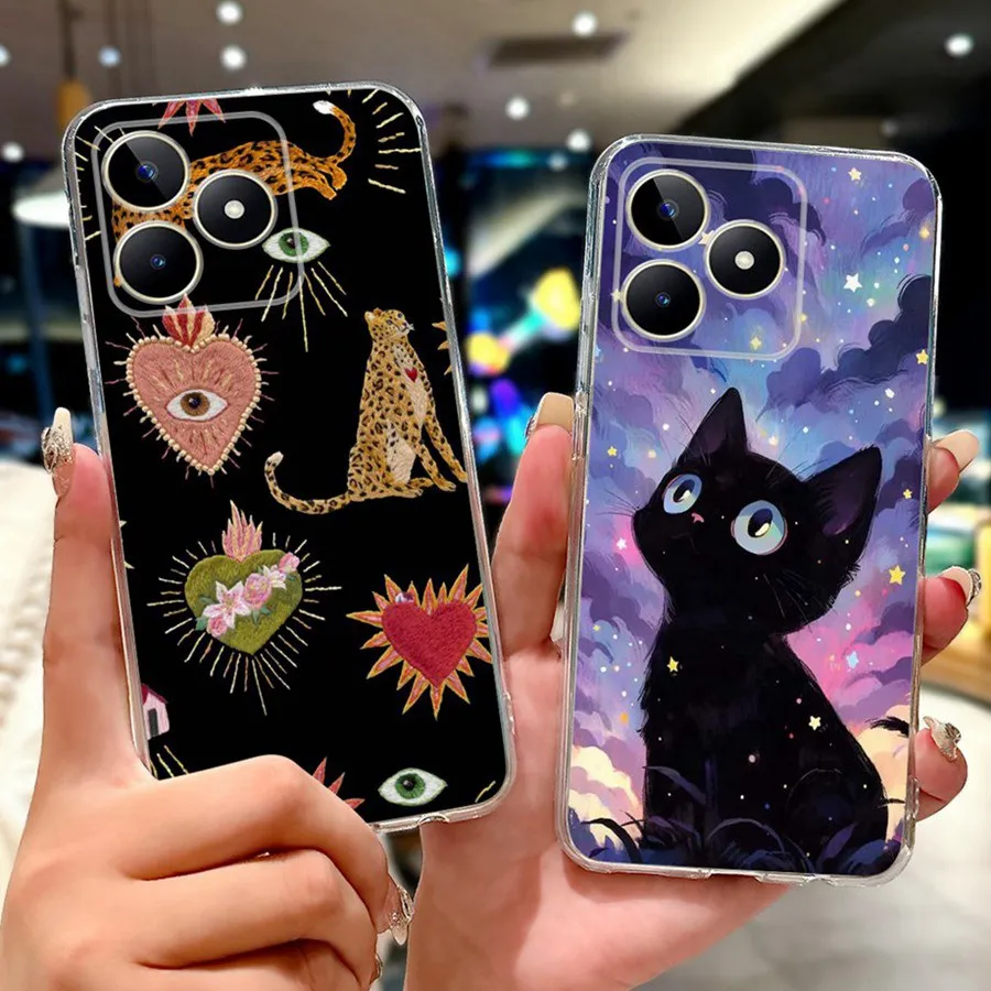 Фото Для Realme Note 50 Coque противоударный бампер стильный узор чехол для телефона RealmeC51 C53 C 51 S Note50 силиконовая задняя крышка 6,74 дюйма №4