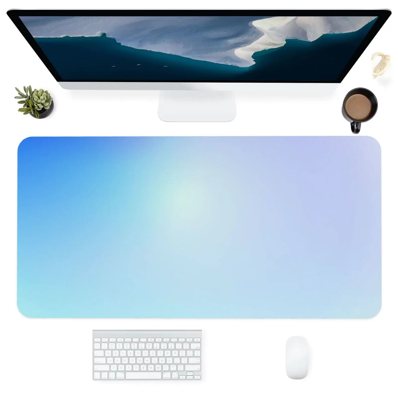 

Keyboard Computer Office Supplies Accessories Mouse Pad Durable Personalized Desk Pads Mats Light Blue Gradient Gift PC MousePad