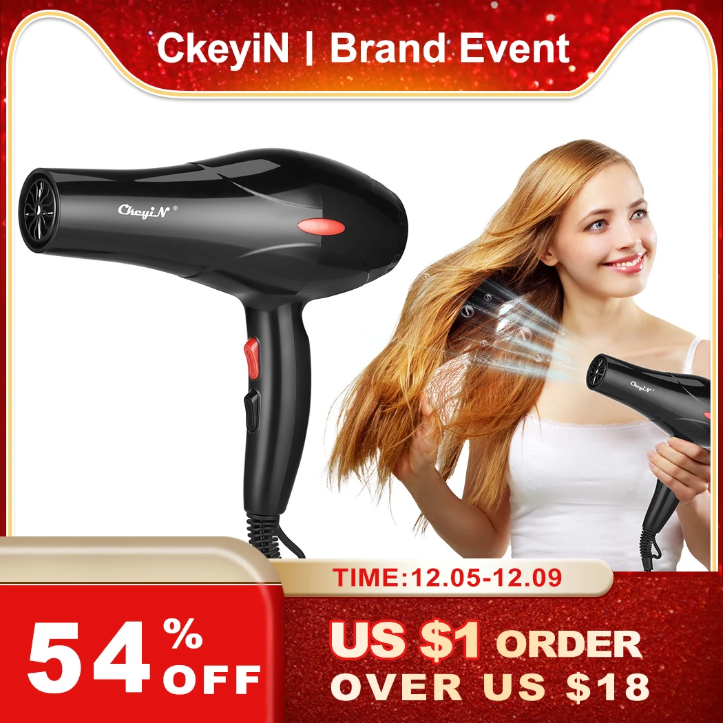 CkeyiN 2200W Professional Hair Dryers Strong Power Blow Dryer Barber Salon Styling Tool with 3 Temperature 2 Speed Personal Care