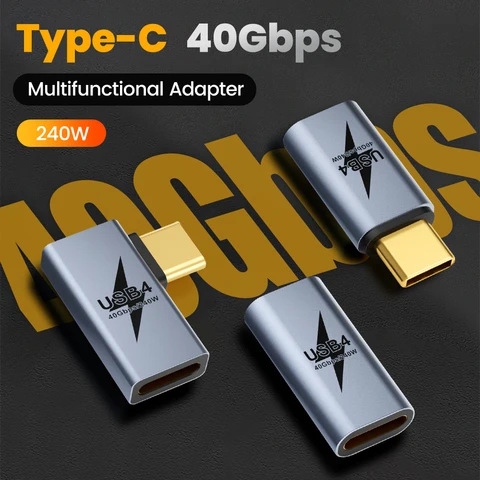 Прямой/локоть адаптер типа C «мама» на «папа» 240 Вт, адаптер для быстрой зарядки, 8K, 60 Гц, USB C — USB C для iPhone 15 16