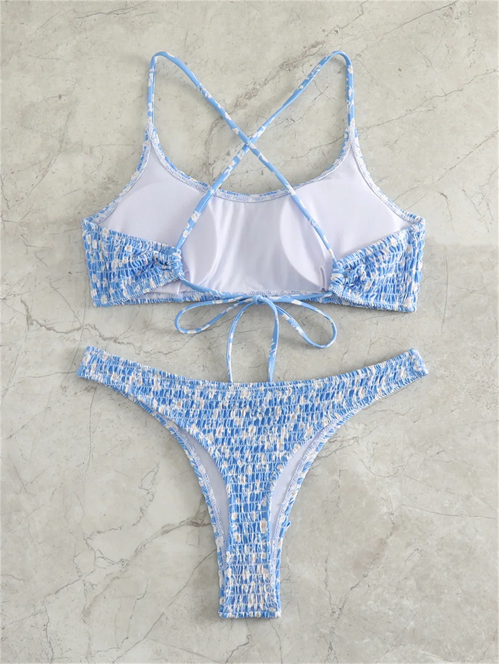 Милое бикини с цветочным принтом микро-стринги купальник открытой спиной