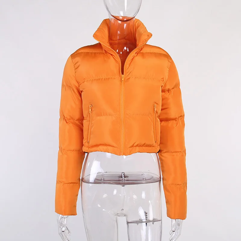 Women's Short Parkas Solid Stand Collar Warm Parka Female Slim Cotton Coat 2022 Winter Thicken Fashion Fluffy Jacket for Women