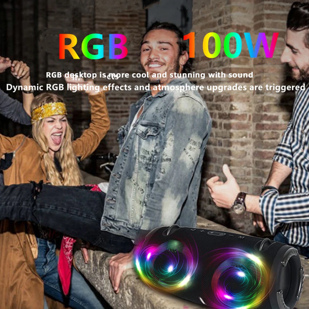 

Two Circle Light Bluetooth-Compatible Speakers Multifunctional Portable Loudspeaker For Home Bedroom