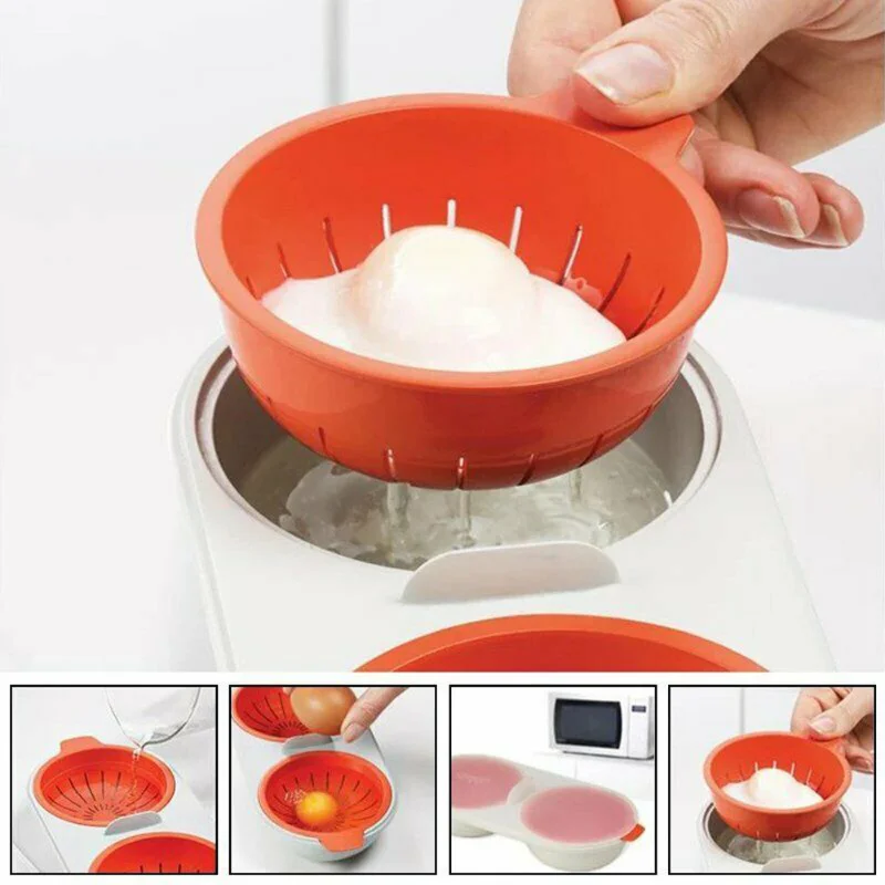 

Microwave Egg Poacher Food Grade Cookware Double Cup Egg Boiler Kitchen Steamed Egg Set Microwave Ovens Cooking Tools