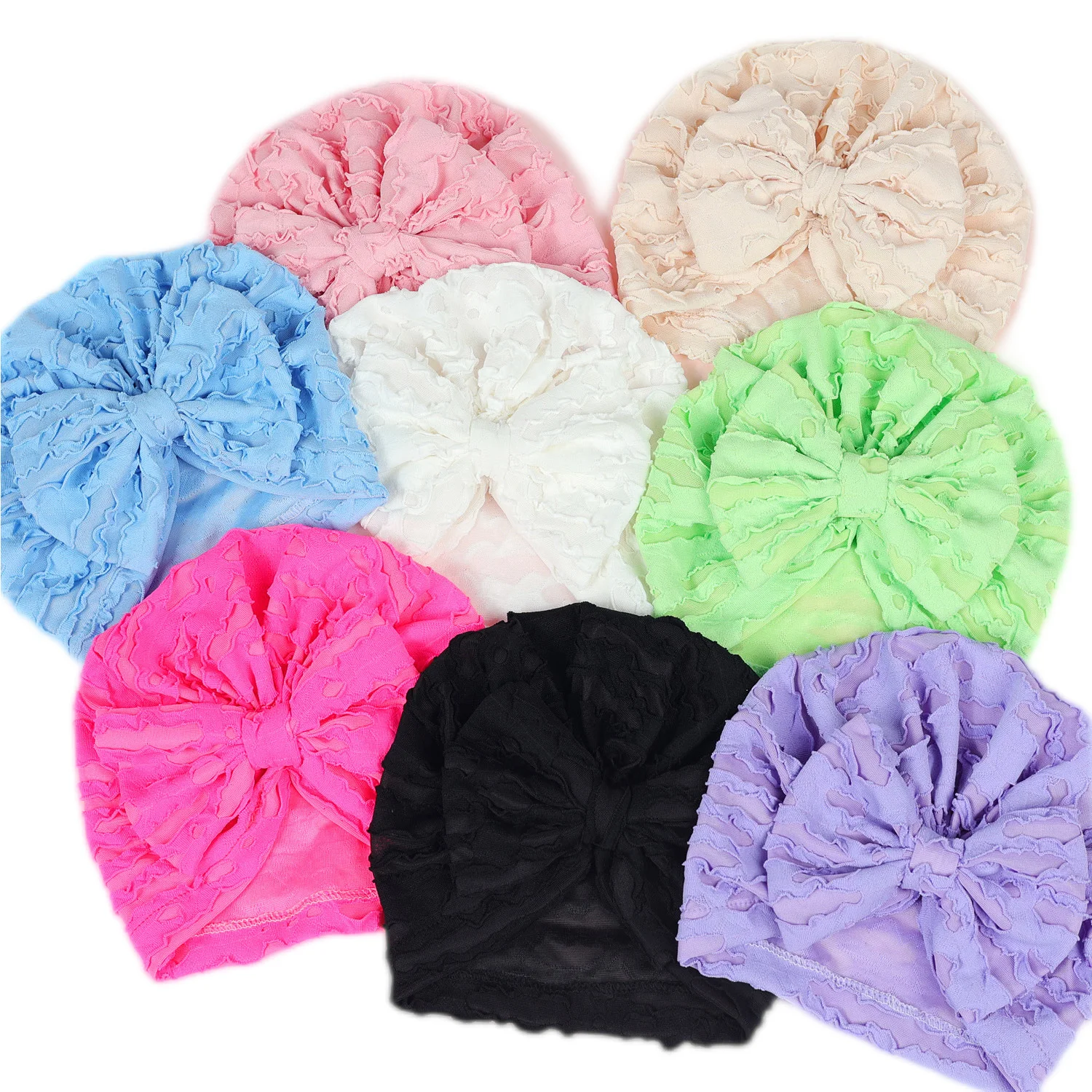 

New Baby Hat For Newborn Infant Bows Turban Cap Autumn Winter Soft Ruffle Bowknot Baby Girl Bonnet Beanie Headwraps
