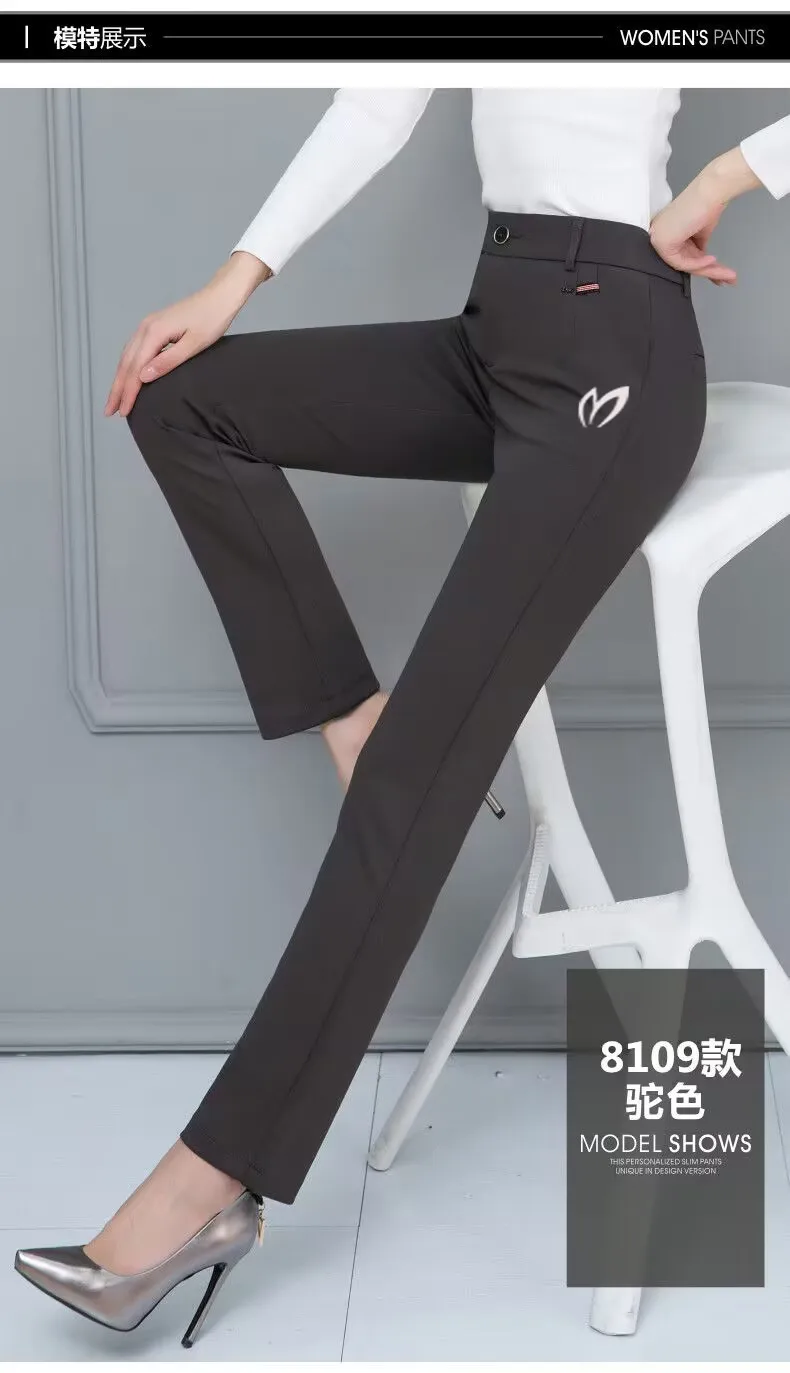 2023 Golf Embroidery Women's Casual Pants Children's Pants Outside Wear Summer Thin Style Elastic Waist Straight Leg Pants