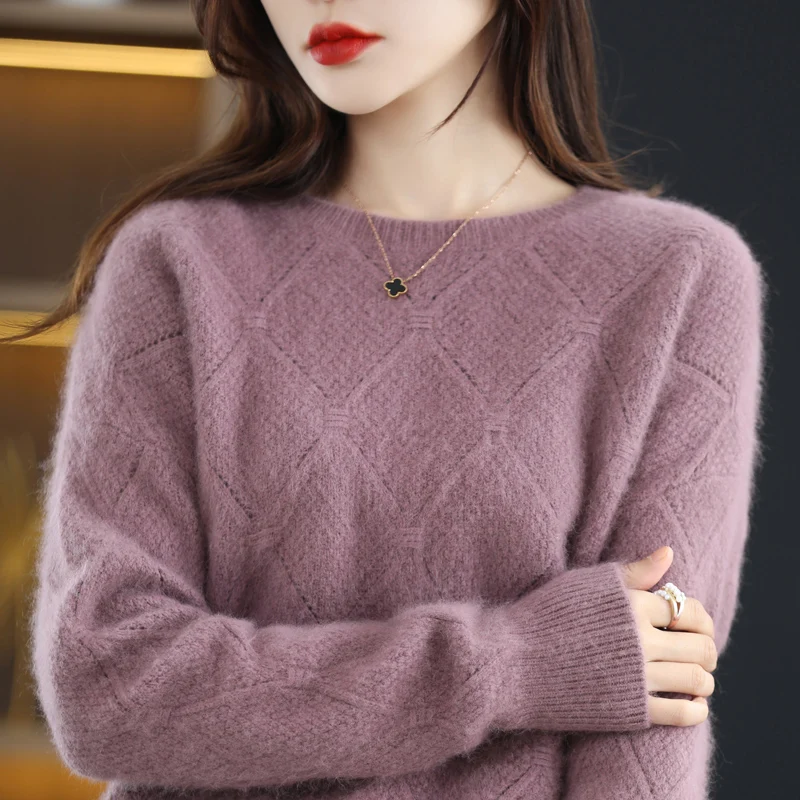 Осенне-зимний новый женский свитер из 100% норки и кашемира вязаный пуловер с
