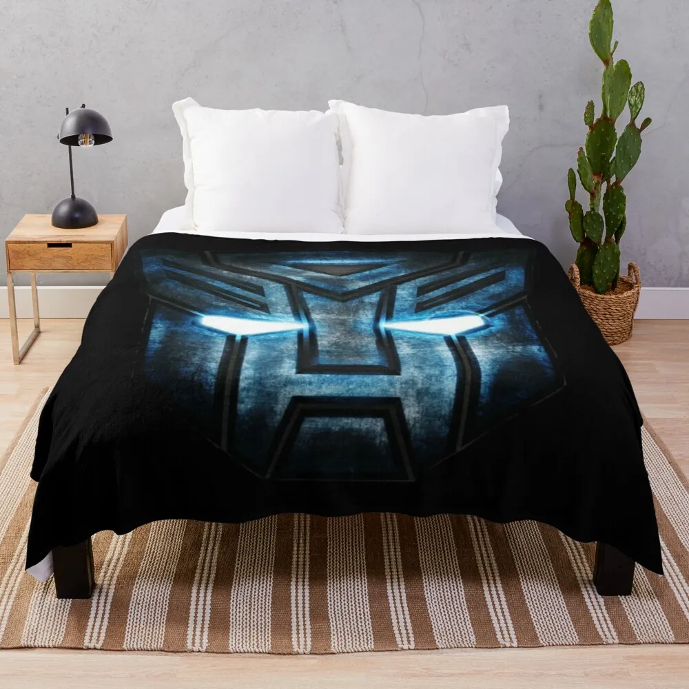 

Autobot Symbol Transformers - Black Glowing Effect Throw Blanket Decorative sofa blankets oversized throw blanket blanket wool