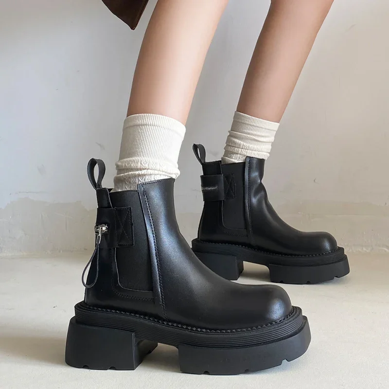 Женские ботильоны с квадратным носком на плоской подошве зимняя модная обувь