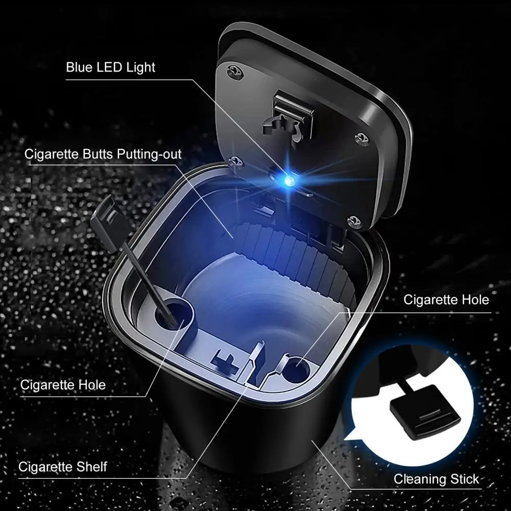 

Автоматическая пепельница, компактная пепельница для автомобиля, автоматическая пепельница без дыма с синим светодиодным индикатором