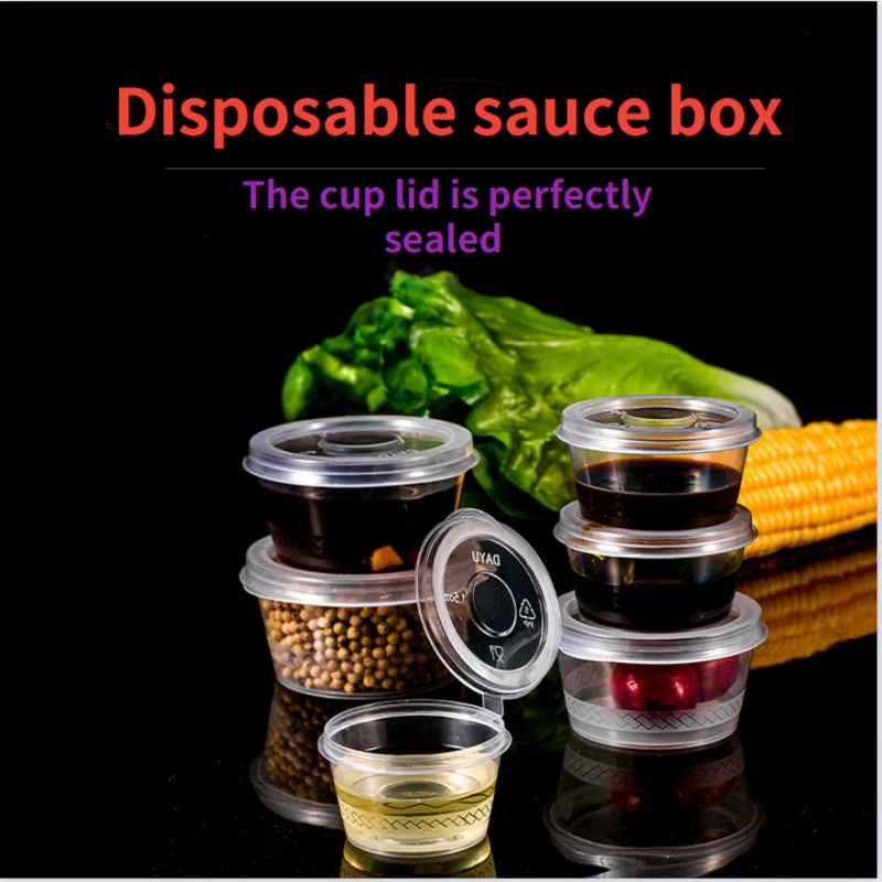 

100pc Sauce Cup Transparent Food Sauce Container Packaging Box Household Storage Collection Utensils Portable Sealed Storage