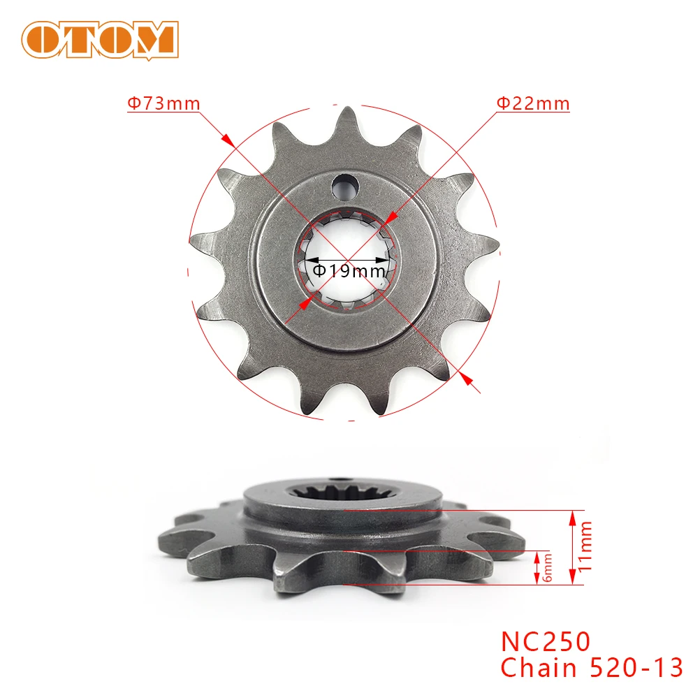 

OTOM Мотоцикл 520 13T 14T передняя Звездочка, ковка цепи двигателя для ZONGSHEN NC250 AVANTIS MOTOLAND KAYO BRZ GR8 внедорожник