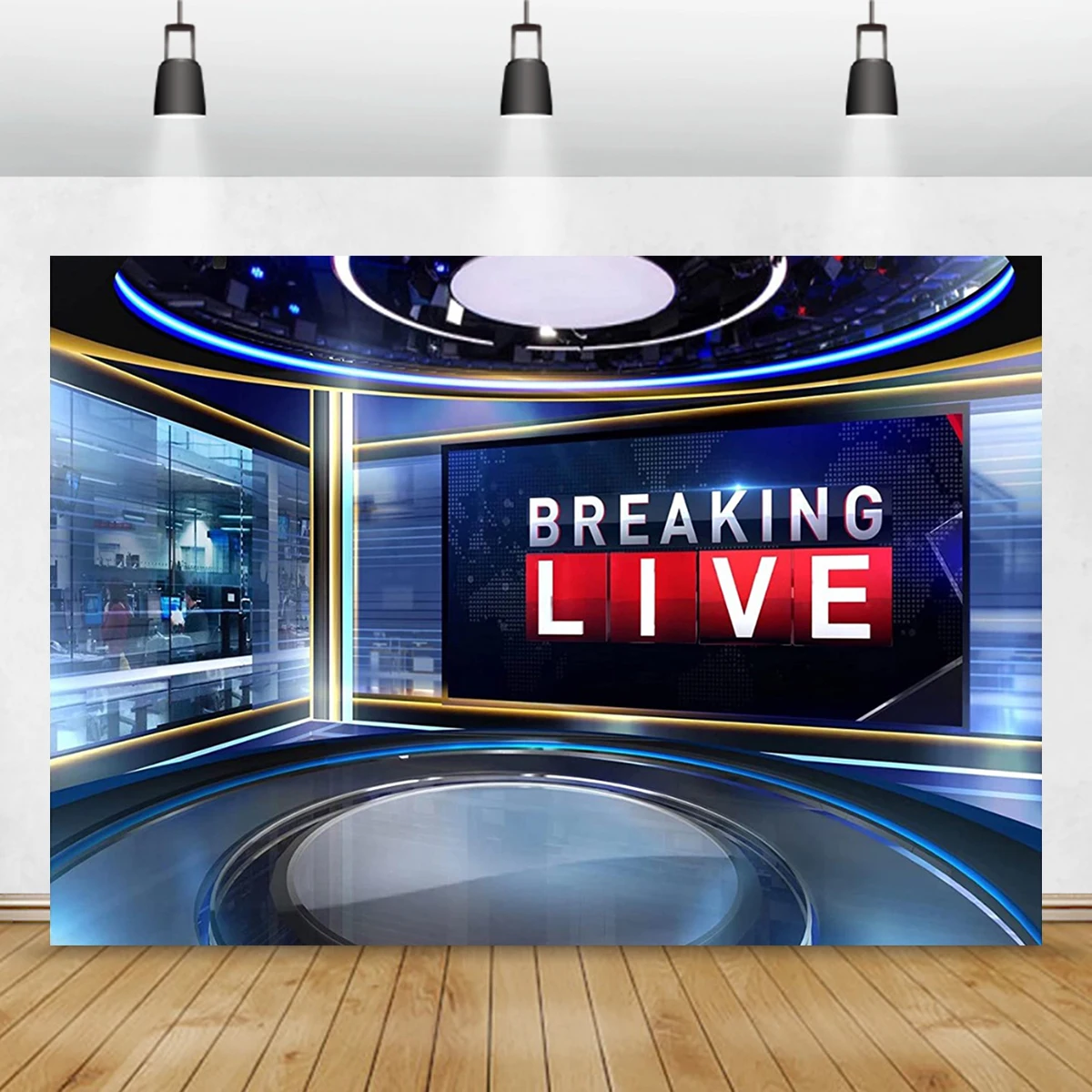 

Новостная трансляция фон ТВ шоу Newscaster студия фотосъемка разрыв медиа монитор оборудование интервью сцена фото на заказ