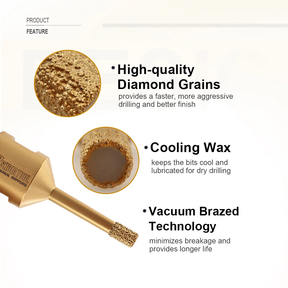 Алмазные буровые долоты SHDIATOOL для отверстий под мрамор фарфор керамику гранит М14