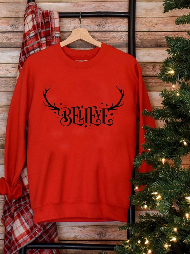 

Deer Letter Cute Lovely Print Fashion Holiday Clothing Merry Christmas Graphic Sweatshirts Woman Hoodies Female Women Pullovers