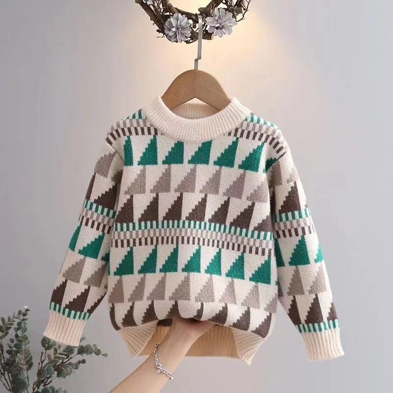 

Kids Sweaters Winter 2023 New Boys Children Long Sleeve O-Neck Knitted Pullovers Baby Toddler Knitwear Tops