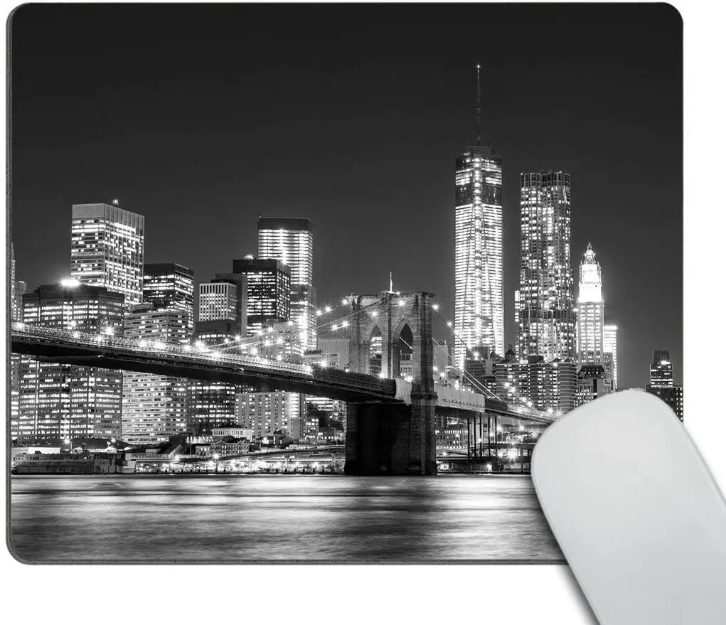 

Brooklyn Bridge at Night in Brooklyn Mouse Pad Custom Mouse Pad Customized Rectangle Non-Slip Rubber Mousepad 9.5x7.9 Inch