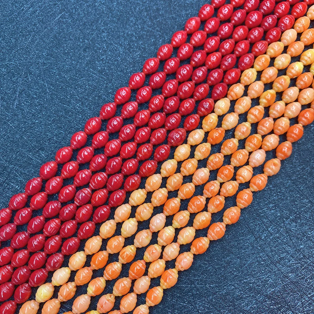6x8mm Natural Coral Bead High Quality Rice Shape Smooth Fashion Beads for Jewelry Making DIY Necklace Bracelet Earring Accessory