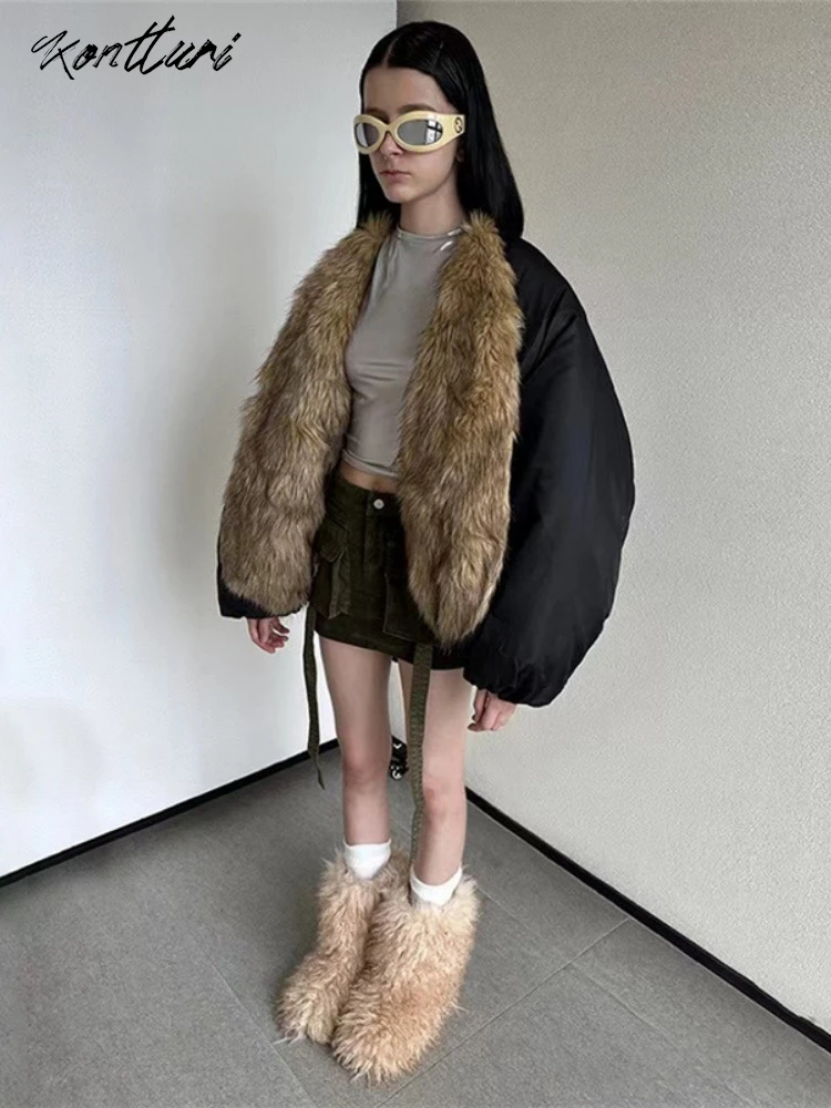 Kontturi зимняя куртка-пуховик женская 2024 лоскутная эластичная пуховая куртка с