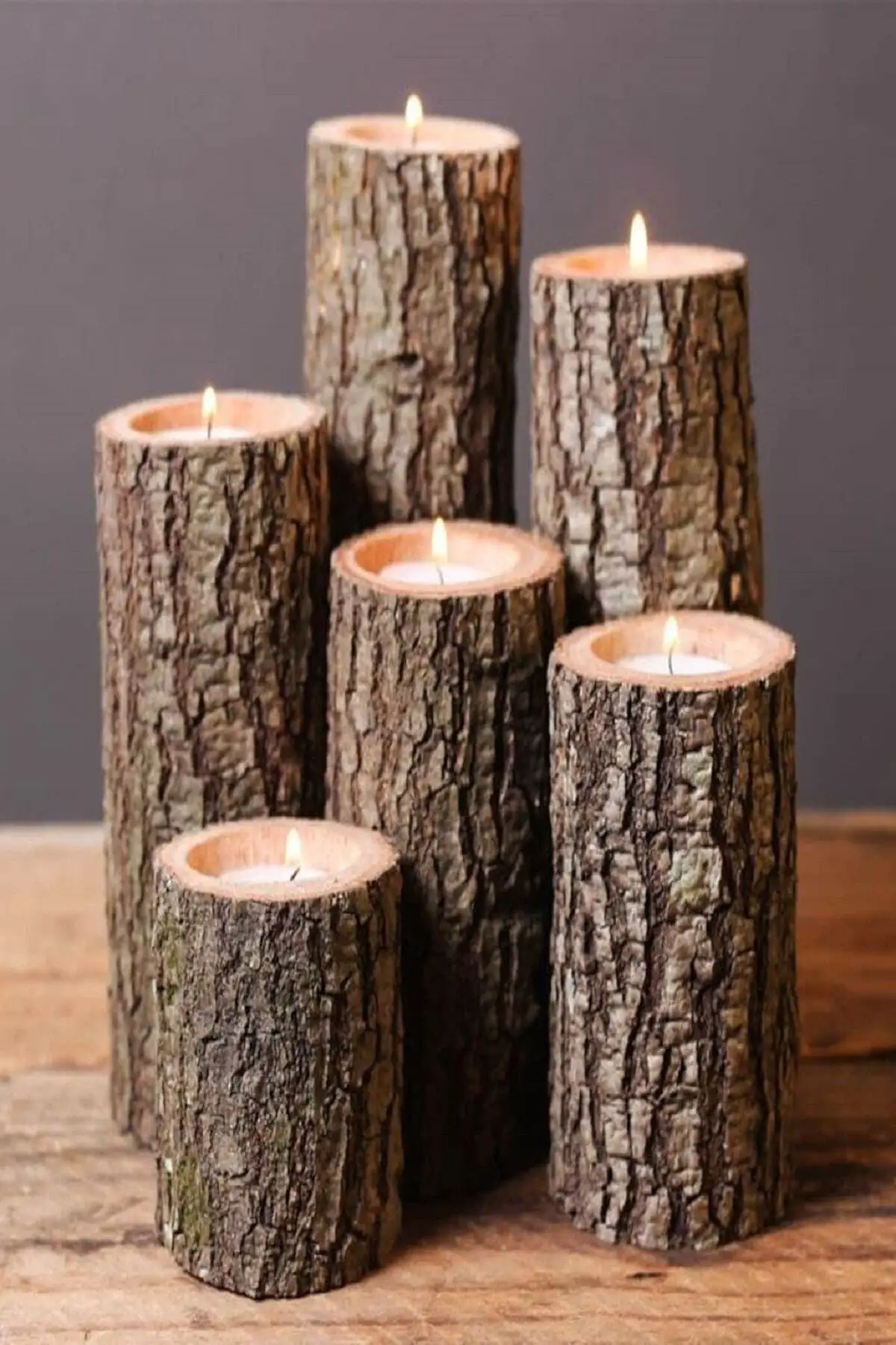 Wooden Candle Holder Decorative Wooden Candle Holder 6 Pcs