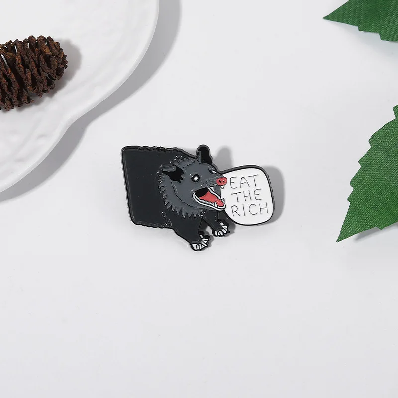 

Cartoon Cute Black Wolf Letter Shape Paint Pins Backpack Clothing Accessories Alloy Enamel Lapel Pins Brooches Badge
