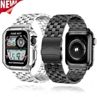 Роскошный металлический ремешок для Apple Watch Band 45 мм 41 мм 44 мм 40 мм, роскошный браслет из нержавеющей стали 38 мм 42 мм для iWatch 7 6 SE 5 4 3 2