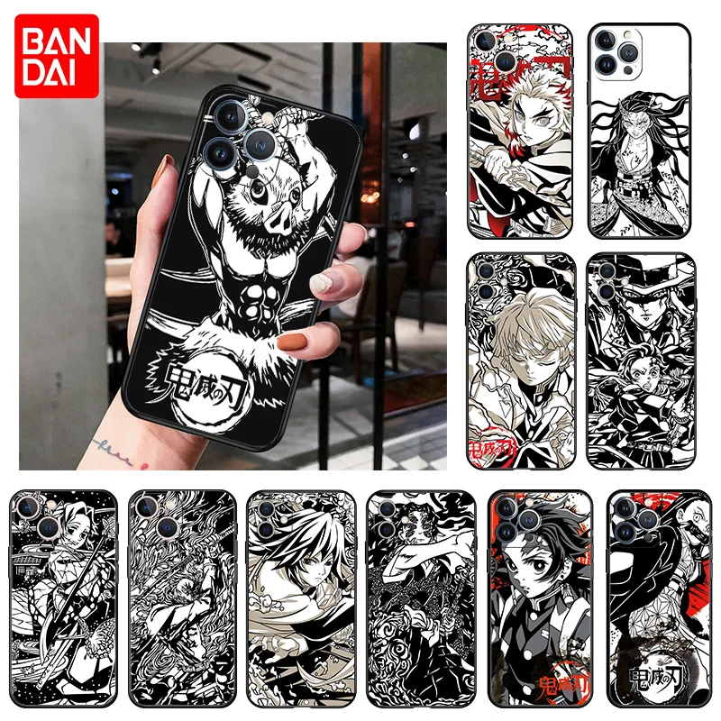

Manga Kimetsu no Yaiba Silicone Phone Case For iPhone 13 12 11 Pro XS Max XR SE X 12 Mini 8 7 6s Plus Luxury Soft Black Cover