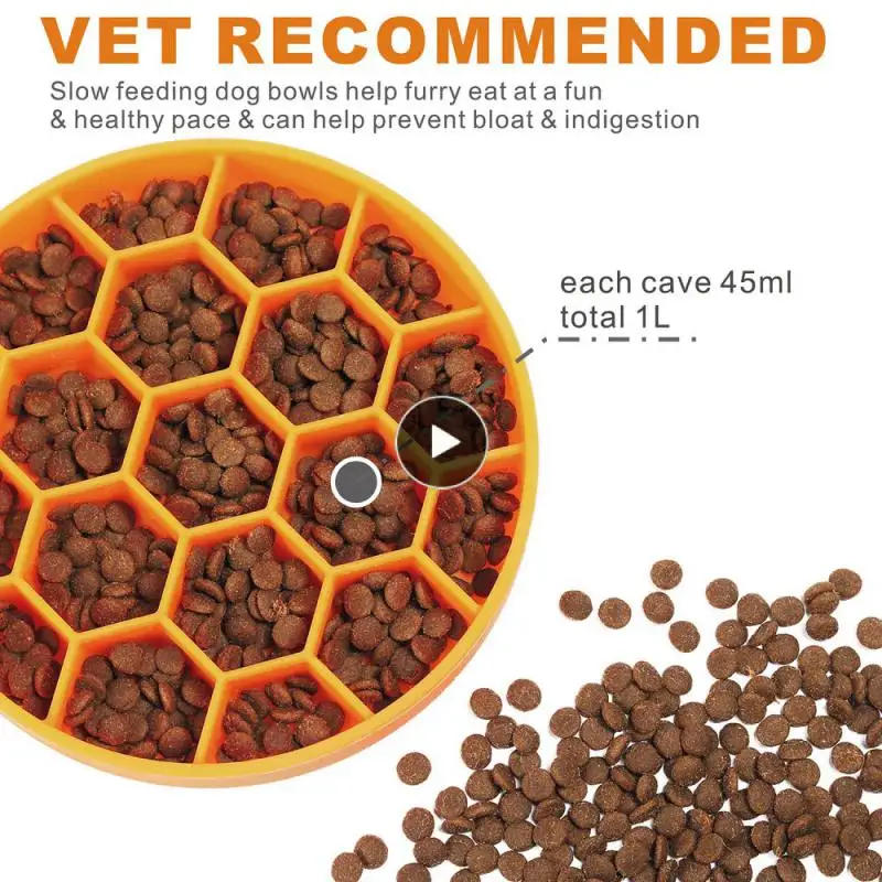 

S/M Pet Honeycomb Slow Food Bowl Dog Choking Milk Non-slip Bowl Silicone Suction Cup Anti-choke Multicolor Practical