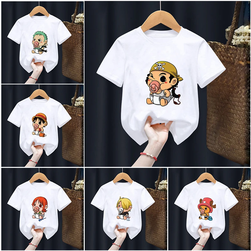 

Anime One Piece Cartoons Children T-Shirt Kawaii Goku T Shirt Children Casual Clothes Tee Shirt Kid Girl Boy Fashion Y2K Top