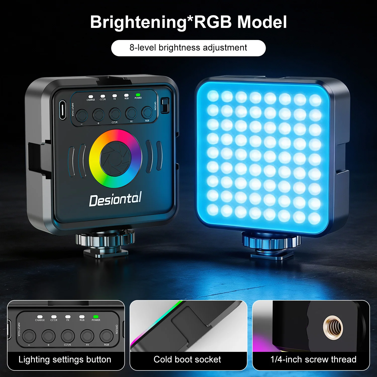 Фото Светодиодные RGB-лампы X2 Mini для фото- и видеосъемки, 6500 мАч, перезаряжаемая LED-панель для YouTube и TikTok №3