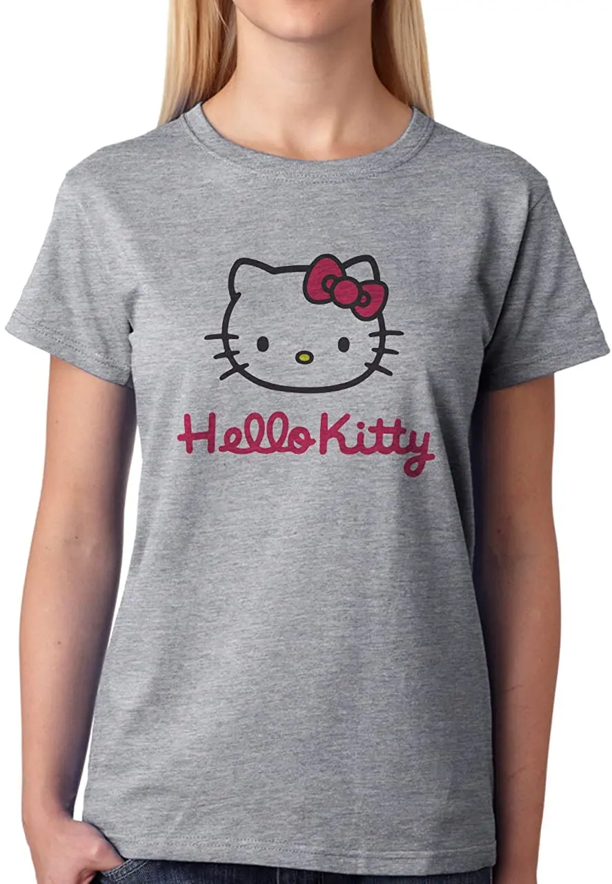 

Hellokitty Logotype Super Majestic Womens T-Shirt Tops Women 2022 Kawaii Clothes Graphic Tee Y2k Top